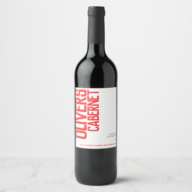 Zuhause von Rotwein Text für eigene Weinetiketten Weinetikett (Vorderseite)