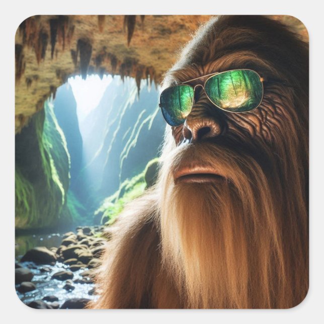 Zuhause von Sasquatch Quadratischer Aufkleber (Vorderseite)