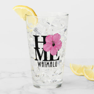 ZUHAUSE Waimalu Hawaii Pink Hibiskus Glas