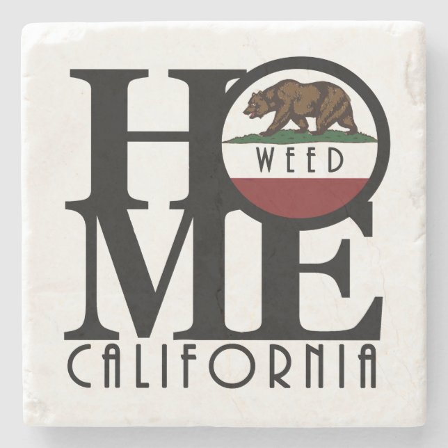 ZUHAUSE Weed California Steinuntersetzer (Vorderseite)