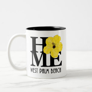 ZUHAUSE West Palm Beach Florida 11oz Gelber Hibisk Zweifarbige Tasse