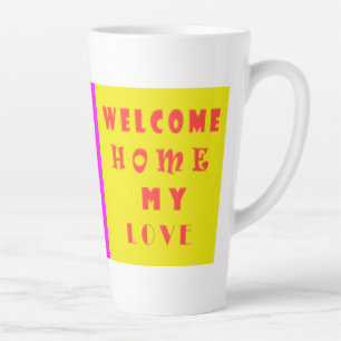 Zuhause willkommen mit Liebe großartig rosa und br Milchtasse