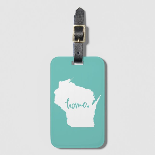 Zuhause-Wisconsin-Gewohnheits-Farbe Gepäckanhänger (Vorderseite Vertikal)
