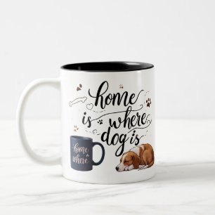 Zuhause Wo Hund ist - Gemütliche blaue Zwei-Tonen- Zweifarbige Tasse