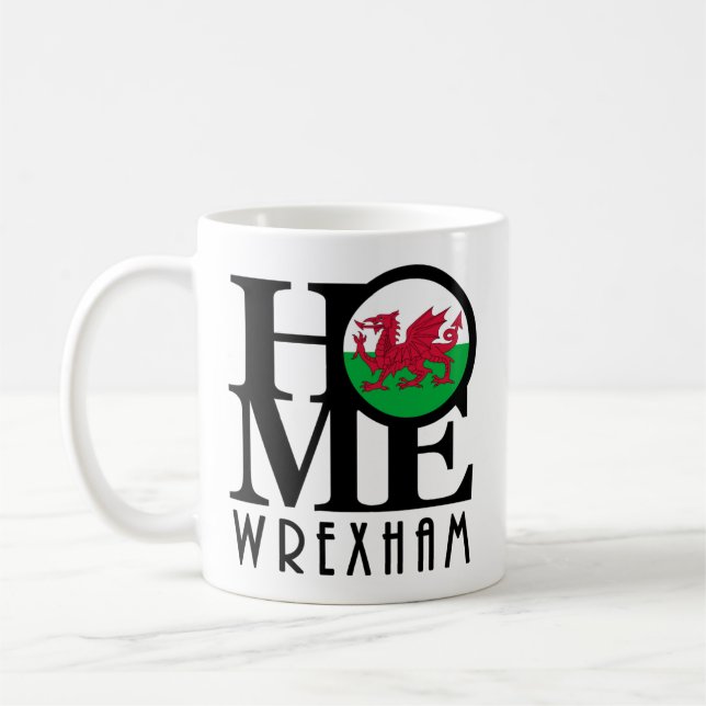 ZUHAUSE Wrexham Wales 11oz Kaffeetasse (Links)