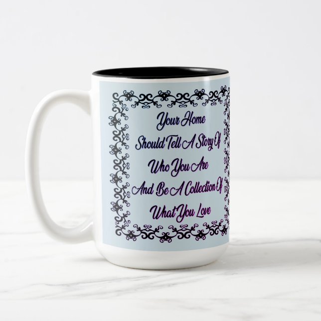 Zuhause-Zitat-Kaffee-Tasse Zweifarbige Tasse (Links)