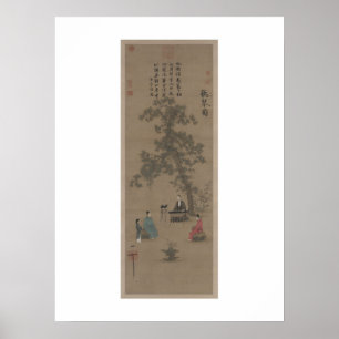 Zuhören beim Qin - Kaiser Huizong, Song-Dynastie Poster