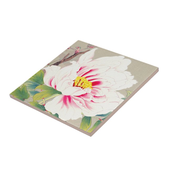 Zuigetsu Ikeda japanische Blumenkunst rosa Kamelie Fliese (Seite)