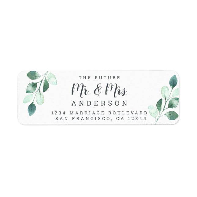Zukunft Frau Green Foliage Wedding Rücksendeadress (Vorne)