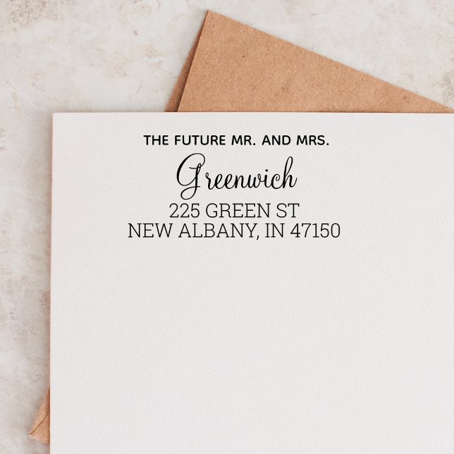 Zukunft Frau Modern Wedding Rücksendeadresse Custo Permastempel (Von Creator hochgeladen)