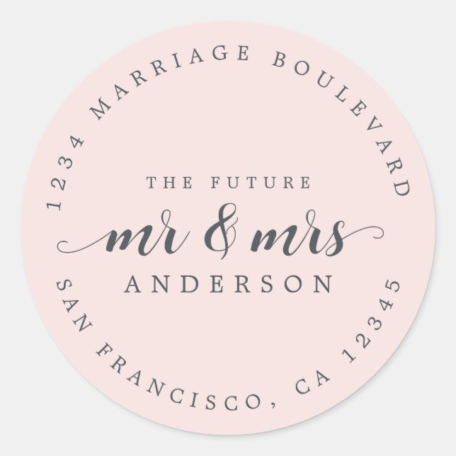 Zukunft Frau Script Pastel Pink Rücksendeadresse Runder Aufkleber (Vorderseite)