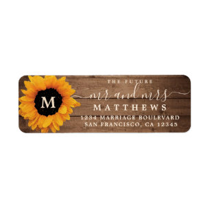Zukunft Frau Sunflower Monogram Rücksendeadresse