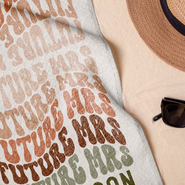 Zukunft Frau Terracotta Salbeigrün Retro 60er Jahr Strandtuch (Von Creator hochgeladen)