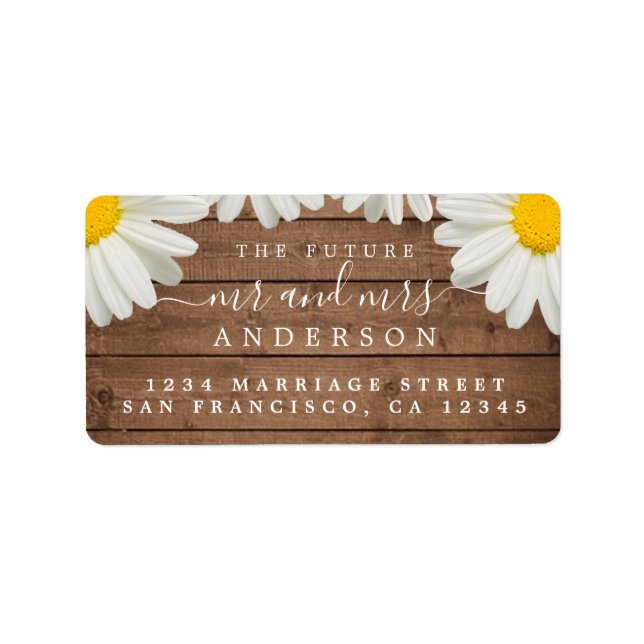 Zukunft Frau White Daisies Wedding Rücksendeadress Adressaufkleber (Vorne)