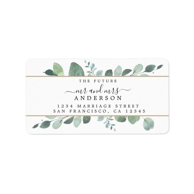 Zukunft Greenery Wedding Rücksendeadresse Adressaufkleber (Vorne)