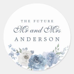 Zukunft Herr Dark Blue Ivory Floral Winter Runder Aufkleber
