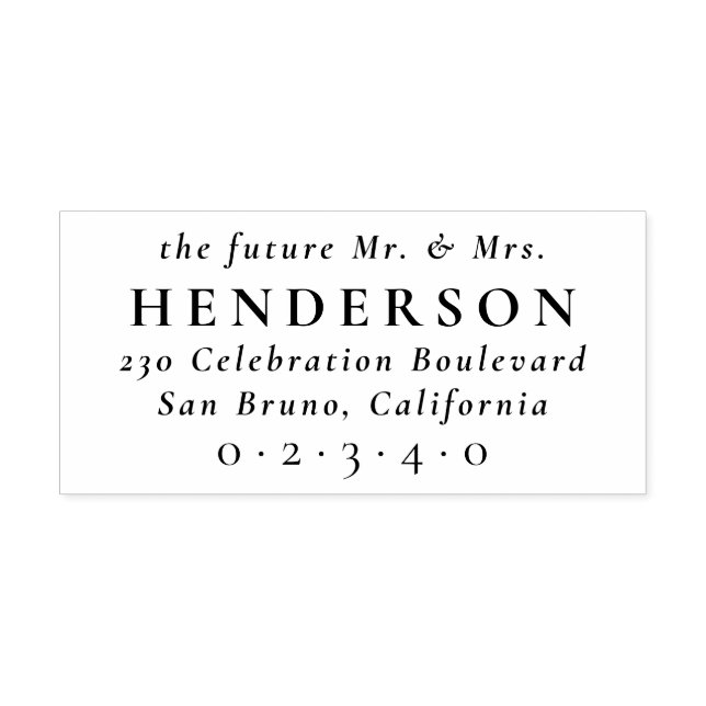 Zukunft Herr & Mrs. Classic Rücksendeadresse Gummistempel (Prägung)
