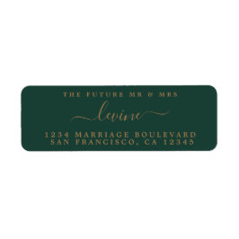 Zukunft Herr Mrs. Gold Script Wedding Dark Green