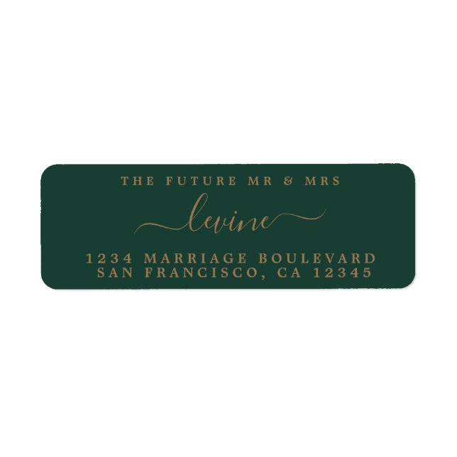 Zukunft Herr Mrs. Gold Script Wedding Dark Green (Vorne)