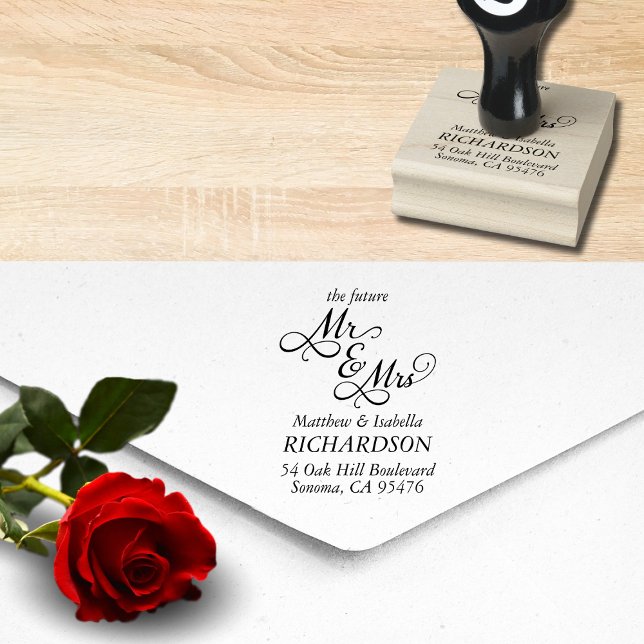 Zukunft Herr und Frau Rücksendeadresse Gummistempel (classic mr and mrs self return address rubber stamp for save the date rsvp and wedding invitations)