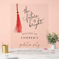 Zukunft ist hell Red Tassel Grad Party Sign