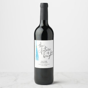 Zukunft ist Helle Sky Blue Tassel Quote Grad Party Weinetikett