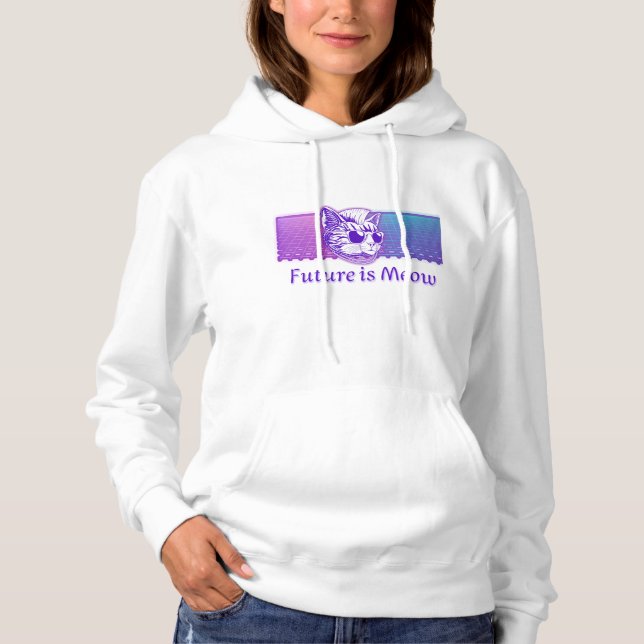 Zukunft ist Meow - Cyberpunk Neon Cat Hoodie (Vorderseite)