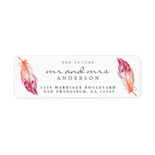 Zukunft Pink Feather Wedding Rücksendeadresse