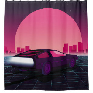 Zukunft rückgängig machen. Sci-Fi-Hintergrund im 8 Duschvorhang