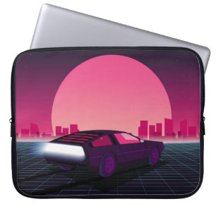 Zukunft rückgängig machen. Sci-Fi-Hintergrund im 8 Laptopschutzhülle