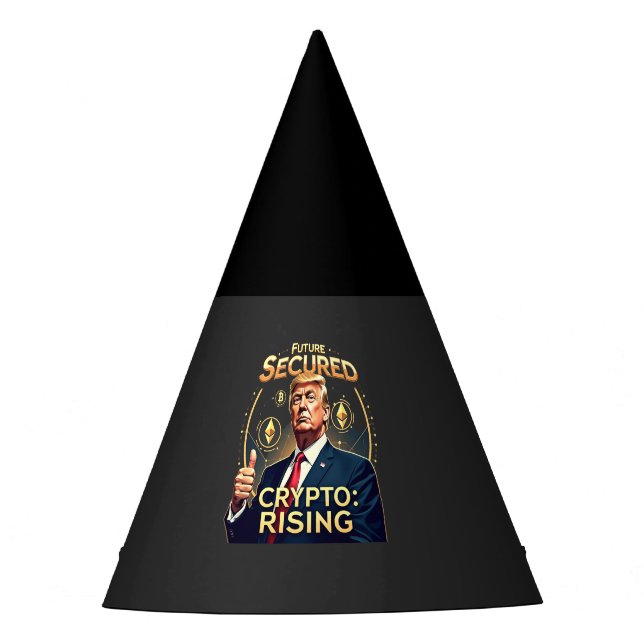 Zukünftig sicherer Crypto-Tag steigender Trump-Ver Partyhütchen (Vorderseite)