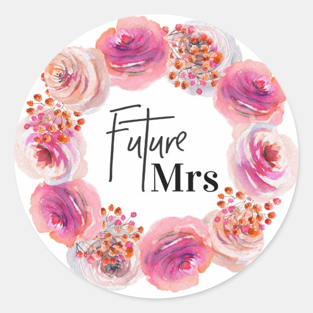 Zukünftige Frau Brautparty Bright Floral Runder Aufkleber (Vorderseite)