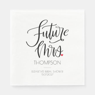 Zukünftige Frau Modern Calligraphy Heart Brautpart Serviette