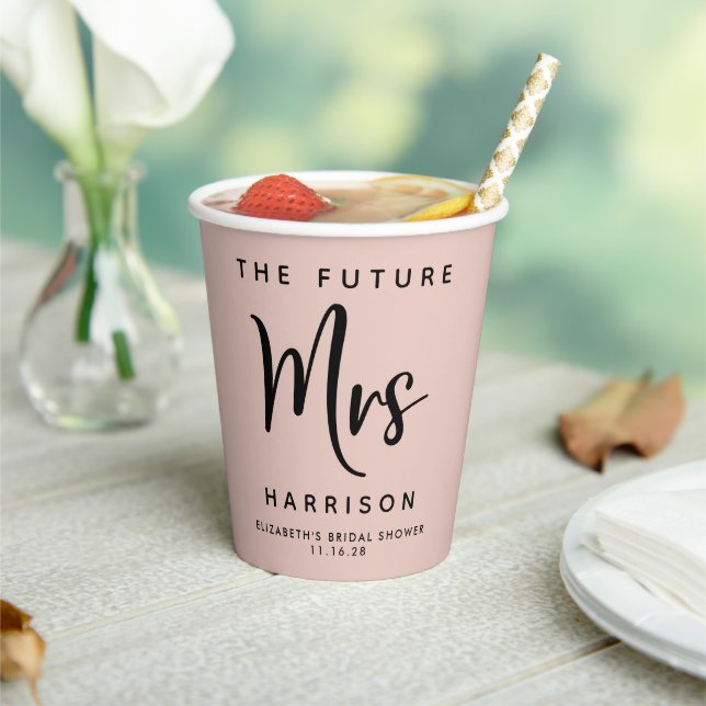 Zukünftige Frau Personalisiert Blush Pink Brautpar Pappbecher (In Situ)