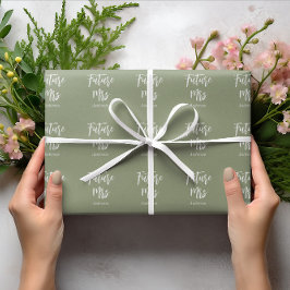 Zukünftige Frau Sage Green Brautparty Geschenkpapier
