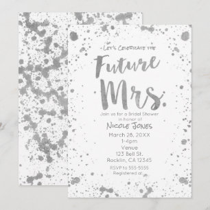ZUKÜNFTIGE FRAU Silver Weiße Bridal Shower Einladu Einladung