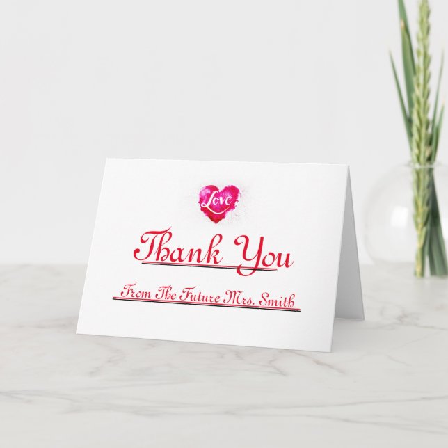 Zukünftige Frau Vielen Dank, Red Heart Note Dankeskarte (Vorderseite)