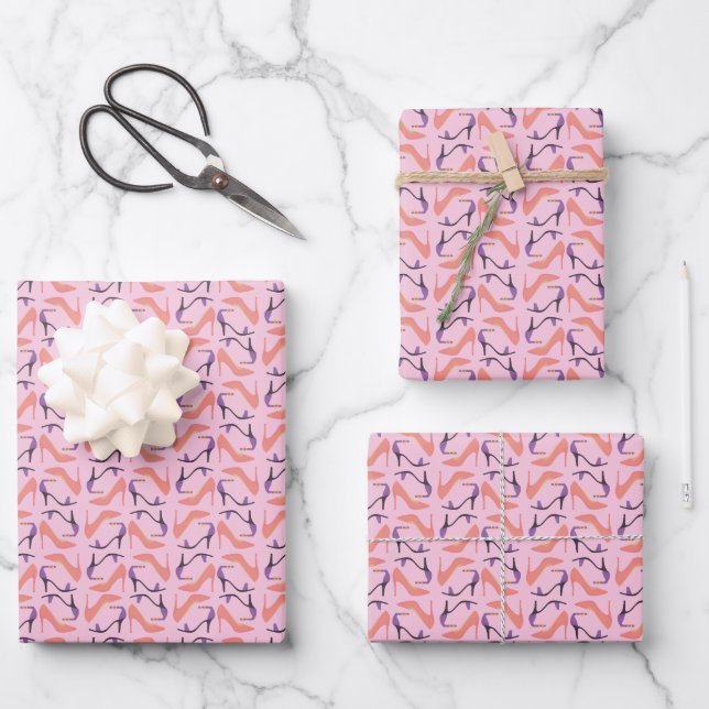 Zukünftige Frauen Muster mit kleinen hohen Absätze Geschenkpapier Set (Vorderseite)
