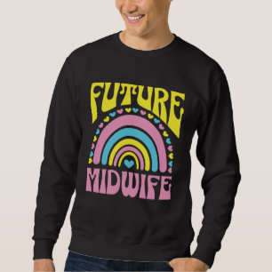 Zukünftige Hebamme Helle Retro-Regenbogen-Hebammen Sweatshirt