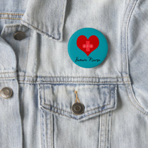 Zukünftige Krankenschwester - Rotes Kreuz EKG Herz Button