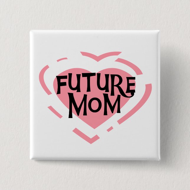 Zukünftige Mama-Rosa-Herz-T-Shirts und Geschenke Button (Vorderseite)
