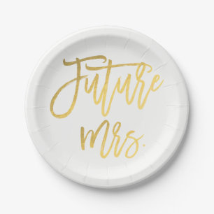 Zukünftige Mrs. Faux-Goldfolie Moderne Bridal Show Pappteller