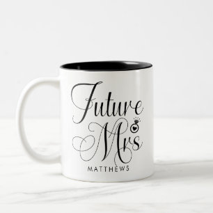 Zukünftige Mrs Kalligrafie personalisierte Kaffeet Zweifarbige Tasse
