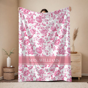Zukünftige Mrs Rosa Toile de Jouy Brautpersonali Fleecedecke