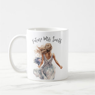 Zukünftige Mrs. Schöne Braut Aquarellkunst Kaffeetasse