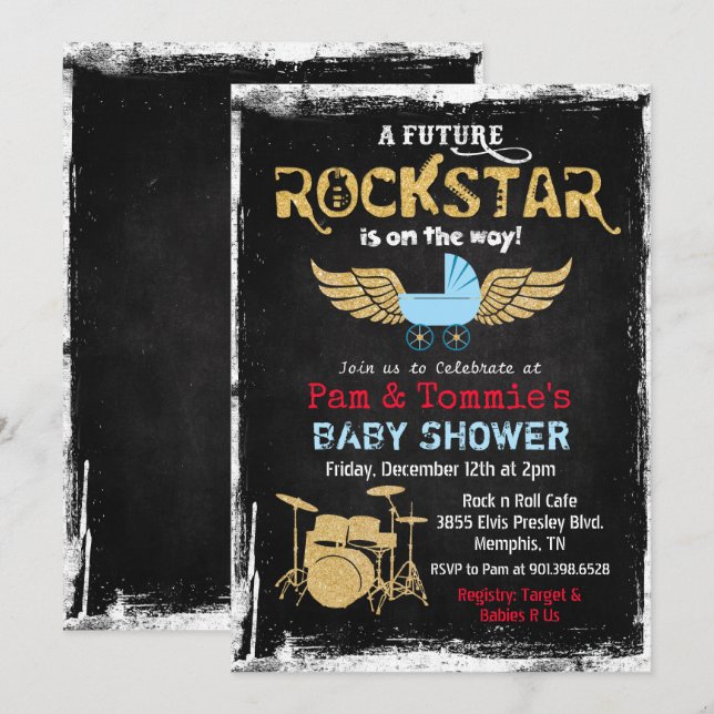 Zukünftige Rockstar Einladung (Vorne/Hinten)