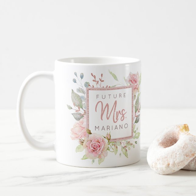 Zukünftige Rose von Frau Blush Pink | Herz Kaffeetasse (Mit Donut)