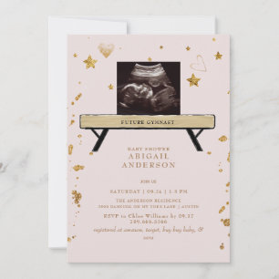 Zukünftige Turnerin Ultraschall Blush Babyparty Einladung