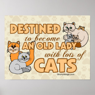 Zukünftige verrückte Katzen-Dame Funny Saying Poster