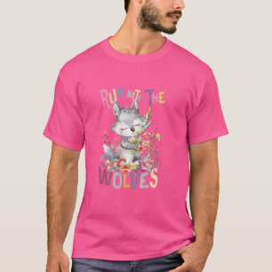 zukünftiger Alpha-Wolf mit Blume niedliche Wölfe T-Shirt